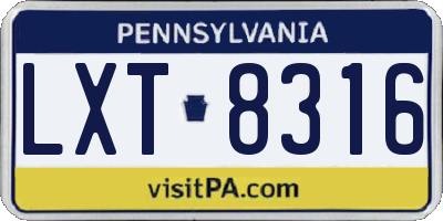 PA license plate LXT8316