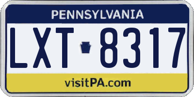 PA license plate LXT8317
