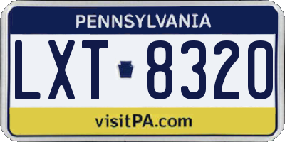 PA license plate LXT8320