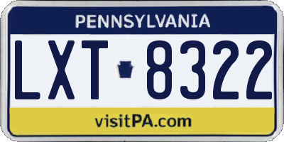PA license plate LXT8322