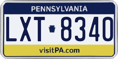 PA license plate LXT8340