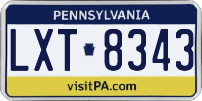 PA license plate LXT8343
