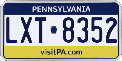 PA license plate LXT8352