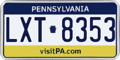 PA license plate LXT8353