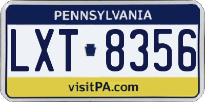 PA license plate LXT8356