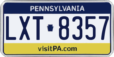 PA license plate LXT8357