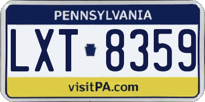 PA license plate LXT8359
