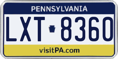 PA license plate LXT8360