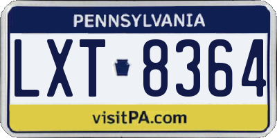 PA license plate LXT8364