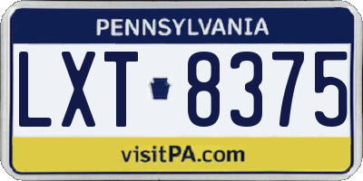 PA license plate LXT8375