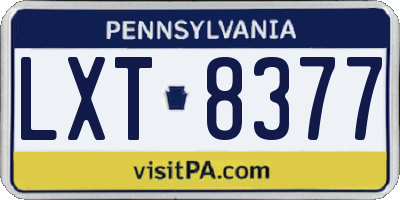 PA license plate LXT8377