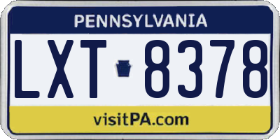 PA license plate LXT8378