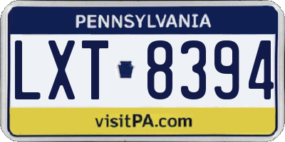 PA license plate LXT8394