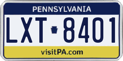 PA license plate LXT8401
