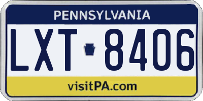 PA license plate LXT8406