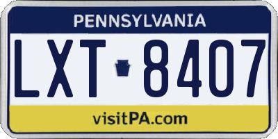 PA license plate LXT8407