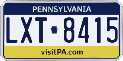 PA license plate LXT8415