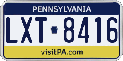 PA license plate LXT8416