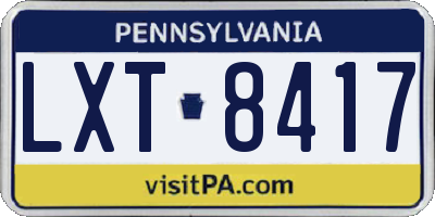 PA license plate LXT8417