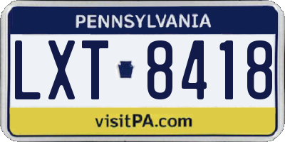 PA license plate LXT8418
