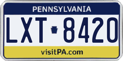 PA license plate LXT8420