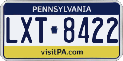 PA license plate LXT8422