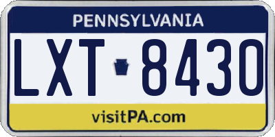 PA license plate LXT8430