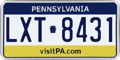 PA license plate LXT8431