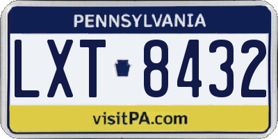 PA license plate LXT8432