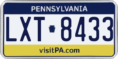 PA license plate LXT8433
