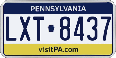 PA license plate LXT8437