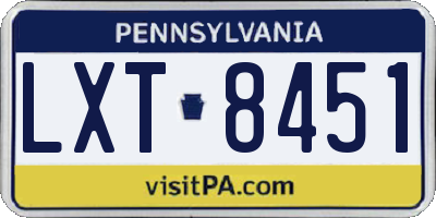 PA license plate LXT8451
