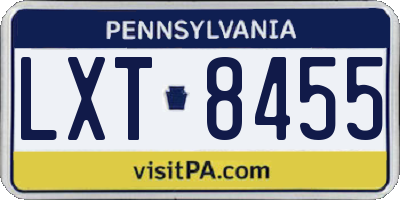 PA license plate LXT8455