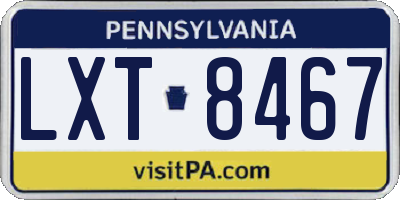 PA license plate LXT8467
