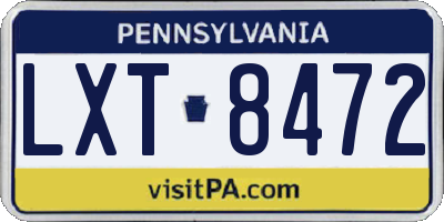 PA license plate LXT8472