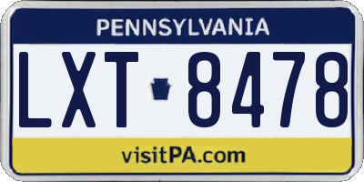 PA license plate LXT8478