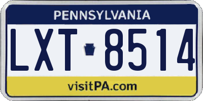 PA license plate LXT8514