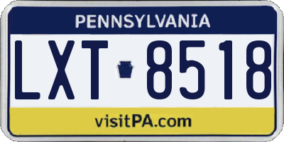 PA license plate LXT8518