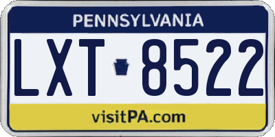 PA license plate LXT8522