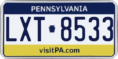 PA license plate LXT8533