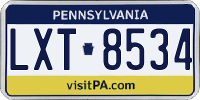 PA license plate LXT8534