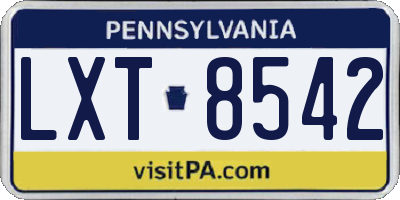 PA license plate LXT8542