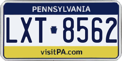 PA license plate LXT8562