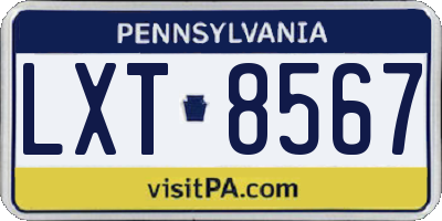 PA license plate LXT8567