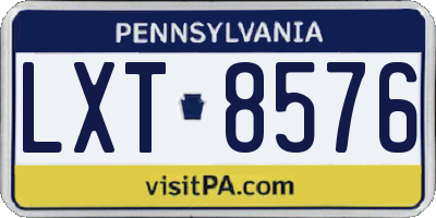 PA license plate LXT8576