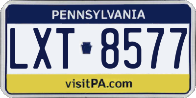 PA license plate LXT8577