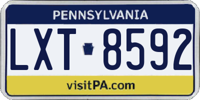 PA license plate LXT8592