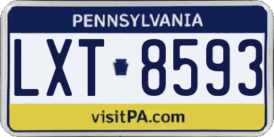 PA license plate LXT8593