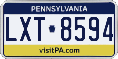 PA license plate LXT8594
