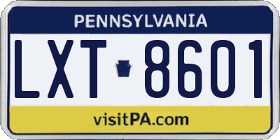 PA license plate LXT8601